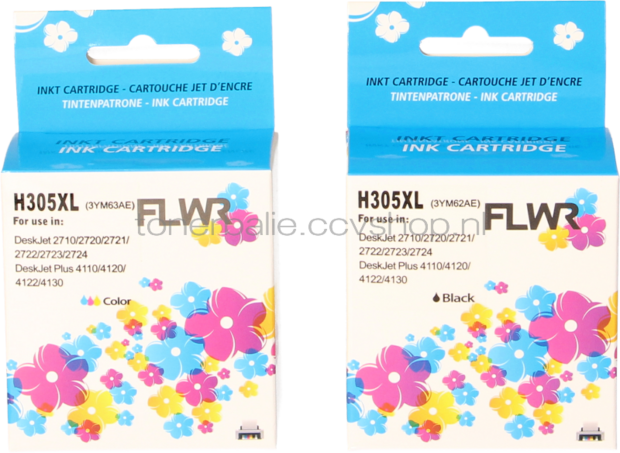 FLWR HP 305XL 2-pack zwart en kleur