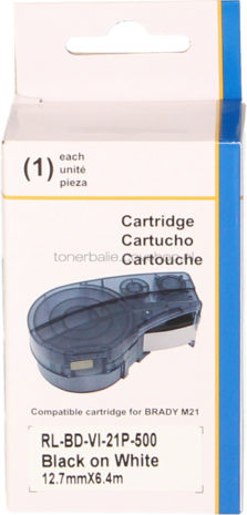 Huismerk Brady M21-500-595-WT zwart op wit breedte 12.7 mm