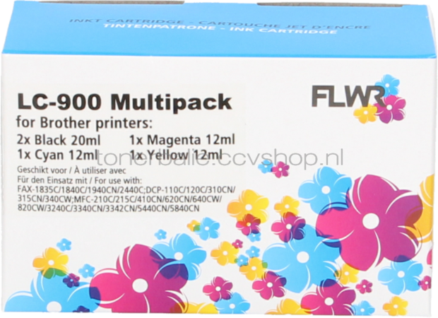 FLWR Brother LC-900 Multipack zwart en kleur