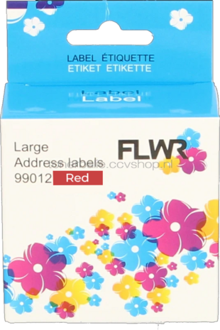 FLWR Dymo 99012 adreslabel 36 mm x 89 mm  rood