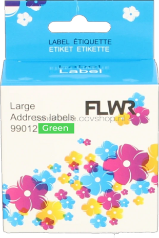 FLWR Dymo 99012 adreslabel 36 mm x 89 mm  groen