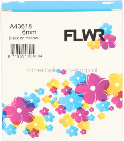 FLWR Dymo 43618 zwart op geel breedte 6 mm