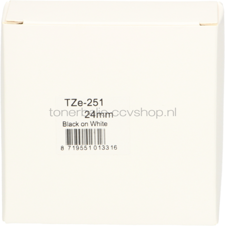 Huismerk Brother TZe-251 zwart op wit breedte 24 mm