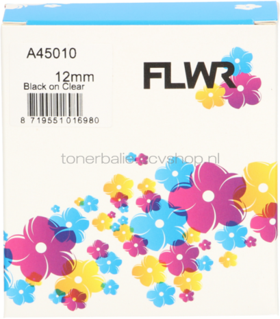 FLWR Dymo 45010 zwart op transparant breedte 12 mm