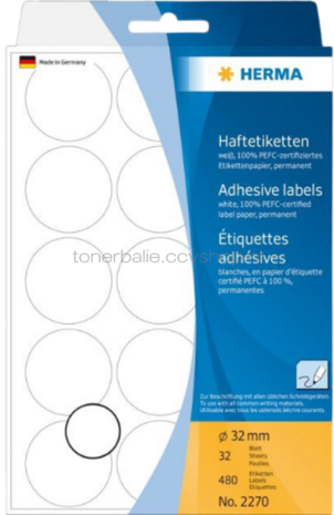 Herma 2270 Permanente papieretiket 32mm rond wit