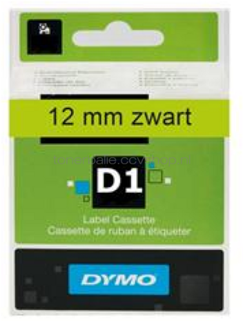 Dymo D1 zwart op groen breedte 12 mm