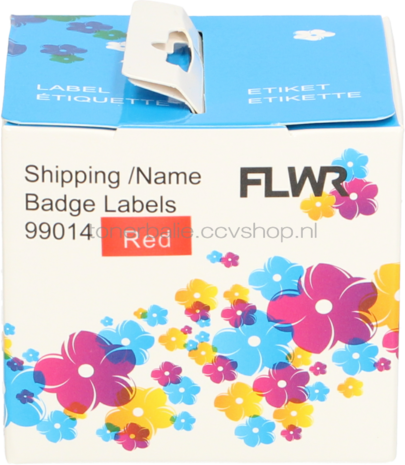 FLWR Dymo 99014 Adreslabel groot 101 mm x 54 mm  rood