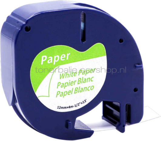 FLWR Dymo 91200 zwart op wit breedte 12 mm