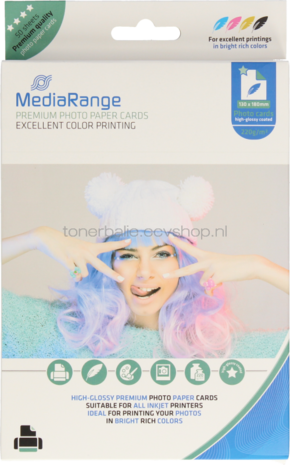 MediaRange Fotopapier Hoogglans | 13x18 | 220 gr/m&sup2; 50 vellen