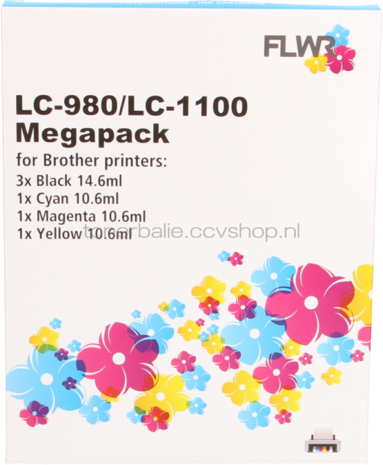FLWR Brother LC980/1100 Megapack zwart en kleur