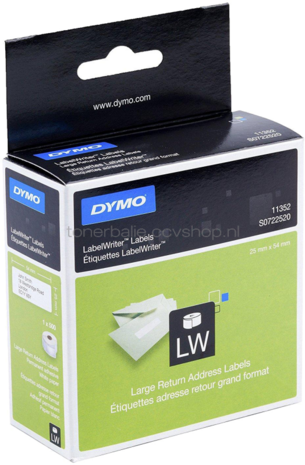 Dymo 11352 Return labels 25 mm x 54 mm  wit