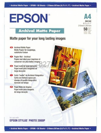 Epson S041342 archiefpapier Mat | A4 | 192 gr/m&sup2; 1 stuks