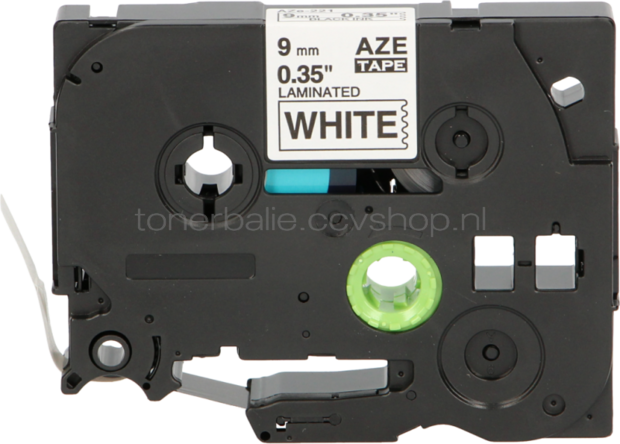 FLWR Brother TZE-221 zwart op wit breedte 9 mm