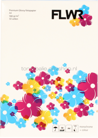 Huismerk FLWR Fotopapier Glans | A4 | 180 gr/m&sup2; 50 vellen