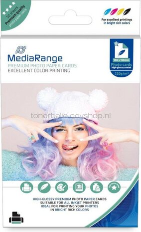 MediaRange Fotopapier Glans | 10x15 | 220 gr/m&sup2; 50 vellen