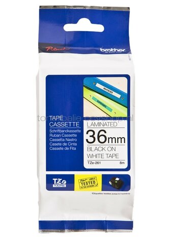 Brother TZE-261 zwart op wit breedte 36 mm