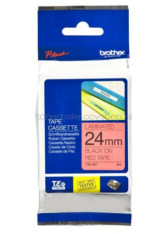 Brother TZE-451 zwart op rood breedte 24 mm