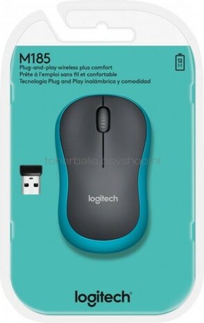 Logitech Muis M185 Wireless blauw