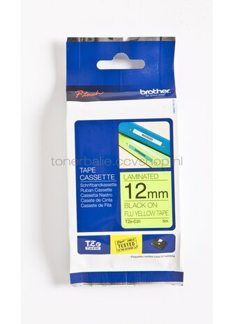 Brother TZE-C31 zwart op geel breedte 12 mm