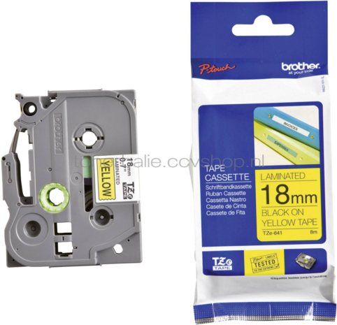 Brother TZE-641 zwart op geel breedte 18 mm