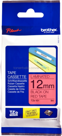 Brother TZE-431 zwart op rood breedte 12 mm