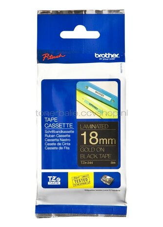 Brother TZE-344  op zwart breedte 18 mm