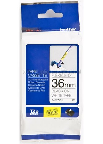 Brother TZE-FX261 flexible tape zwart op wit breedte 36 mm
