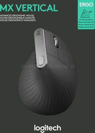 Logitech Muis MX Vertical Wireless Unifying Bluetooth antraciet