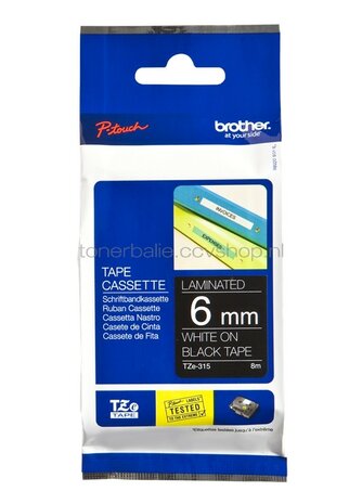 Brother TZE-315 wit op zwart breedte 6 mm