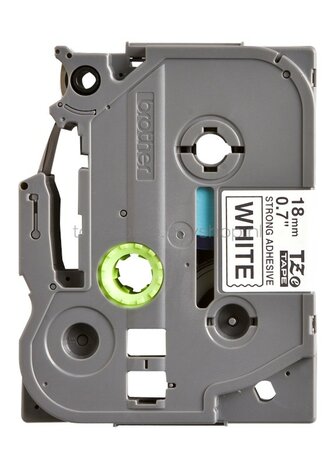 Brother TZE-S241 sterk klevend zwart op wit breedte 18 mm