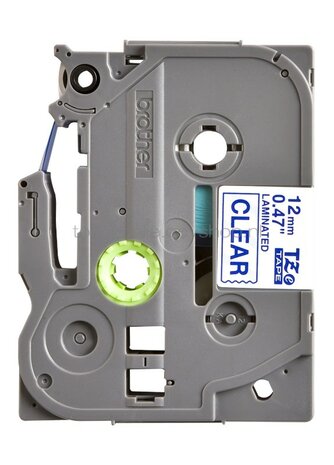 Brother TZE-133 blauw op transparant breedte 12 mm