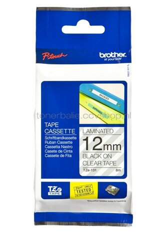 Brother TZE-131 zwart op transparant breedte 12 mm