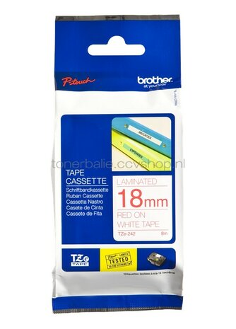 Brother TZE-242 rood op wit breedte 18 mm