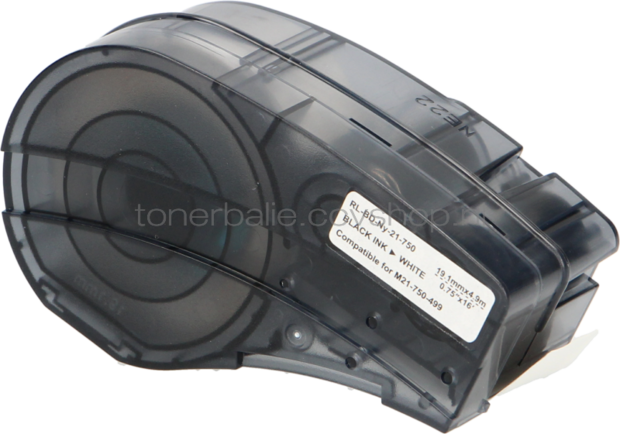Huismerk Brady M21-750-499 gelamineerde vinyl tape zwart op wit breedte 19.1 mm
