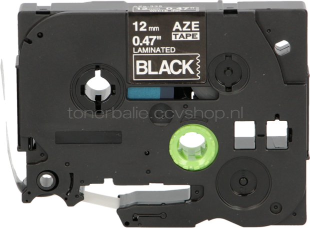 FLWR Brother TZe-335 wit op zwart breedte 12 mm