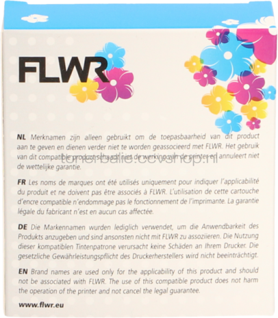 FLWR Brother TZe-335 wit op zwart breedte 12 mm