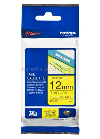 Brother TZE-631 zwart op geel breedte 12 mm