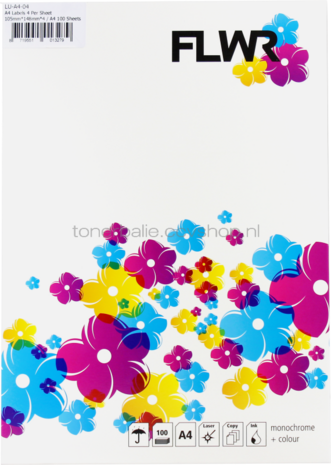 Huismerk FLWR 4 stickers per A4