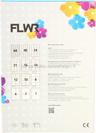 Huismerk FLWR 4 stickers per A4