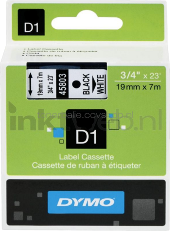 Dymo D1 45803 zwart op wit breedte 19 mm