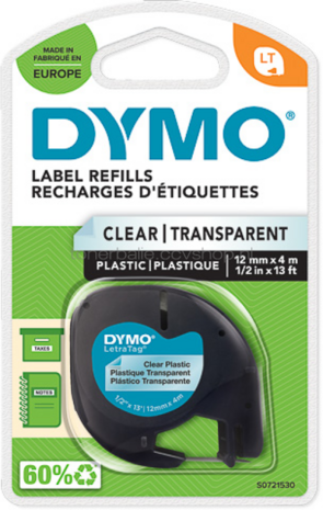 Dymo S0721530 zwart op transparant breedte 12 mm
