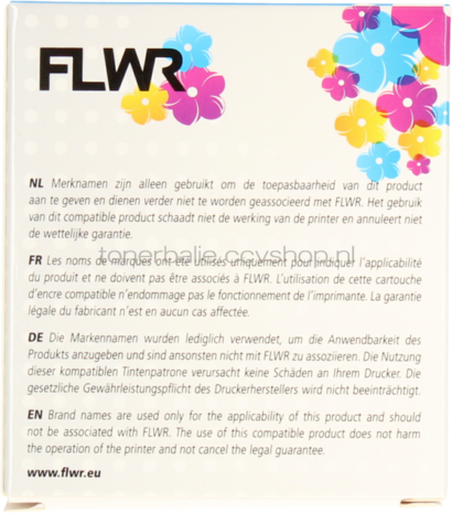 FLWR Dymo 45021 wit op zwart breedte 12 mm