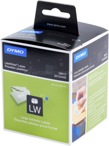 Dymo 99012/S0722400 36 mm x 89 mm  wit