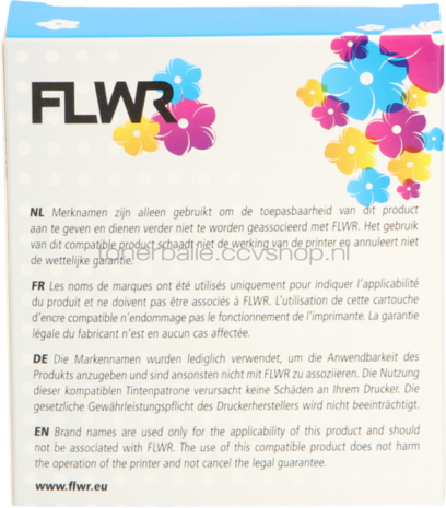 FLWR Dymo 45013 zwart op wit breedte 12 mm