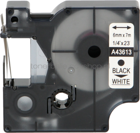 FLWR Dymo 43613 zwart op wit breedte 6 mm