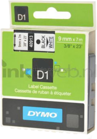 Dymo D1 zwart op wit breedte 9 mm