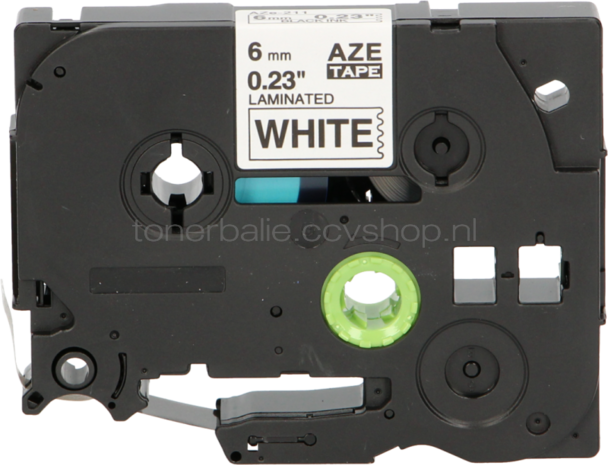FLWR Brother TZE-211 zwart op wit breedte 6 mm