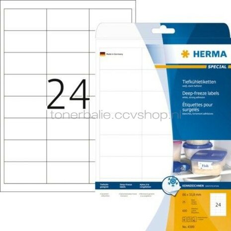 Herma Diepvriesetiketten wit 66x33,8 A4