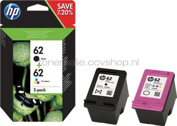HP 62 Combo pack zwart en kleur