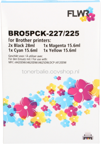 FLWR Brother LC-225 LC-227 Multipack zwart en kleur